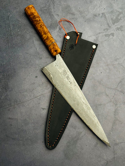 9.25” Double Damascus Gyuto + Saya