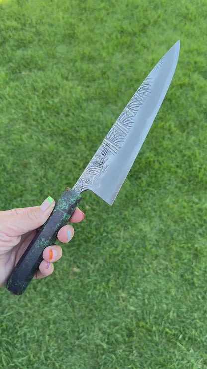 8.5” Frosted Maui Mist Gyuto